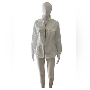 MICHAEL Michael Kors White Zip Up Shirt Size M